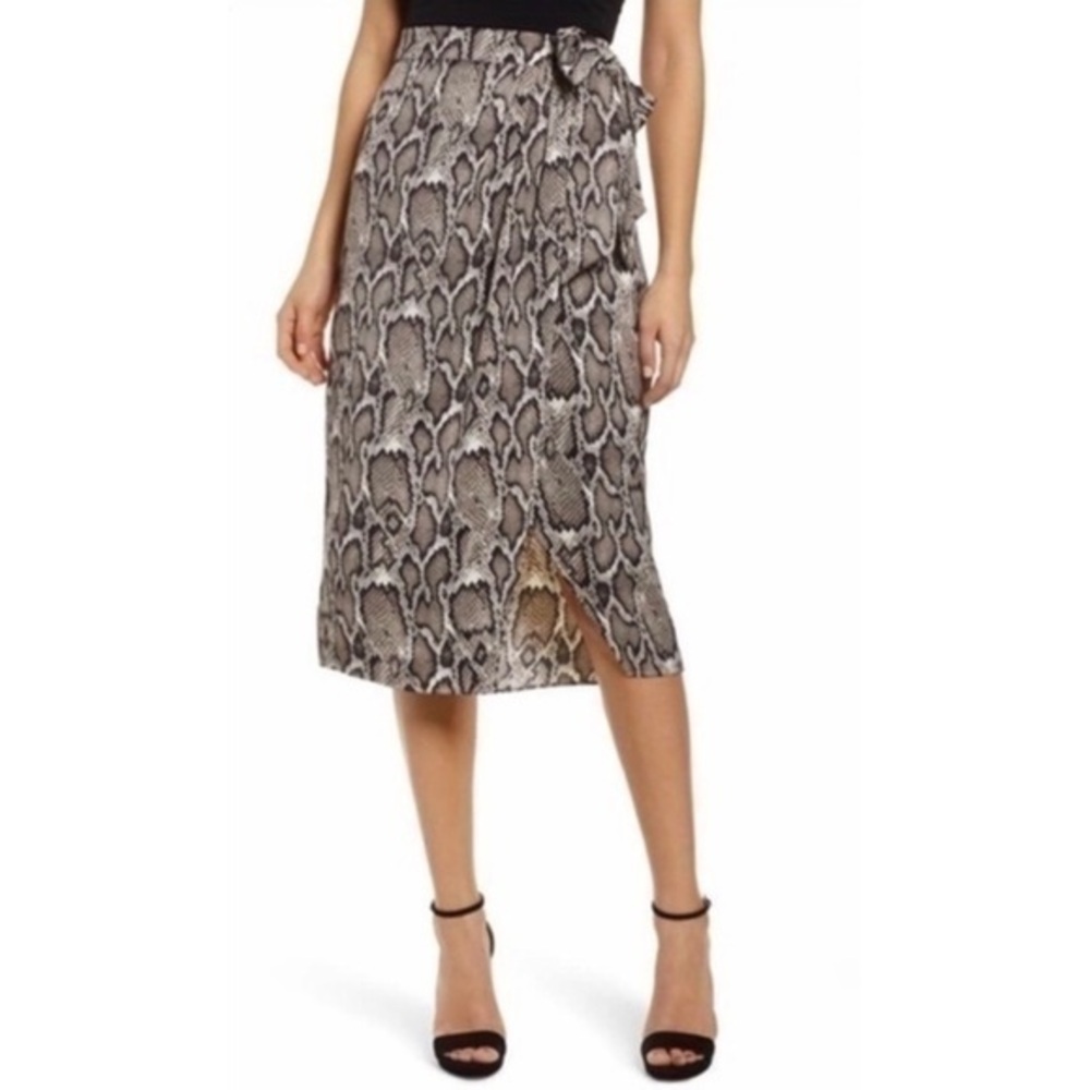 AFRM Snake Print Wrap Skirt